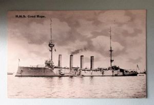 H.M.S. Good Hope Black & White Postcard- Sunk in Action …