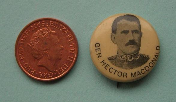 General Hector MacDonald - Photographic Boer War Commemorative Celluloid Tin Tinnie Button Badge — image 2