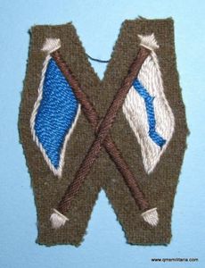 Signallers Embroidered on Khaki British Army Proficiency Arm Badge