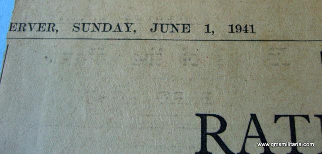 WW2 Rationing Notice taken from an original newspaper ( The Observer June 1st 1941 ) — image 3