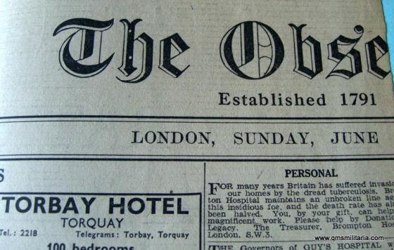 WW2 Rationing Notice taken from an original newspaper ( The Observer June 1st 1941 ) — image 4