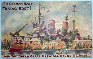 WW1 Propaganda Comic Card - The German Navy Taking Root!