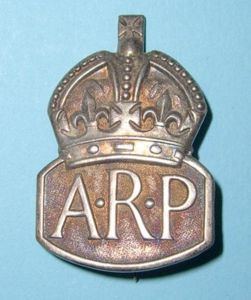 WW2 ARP Air Raid Warden's Hallmarked Silver Pin Badge as …