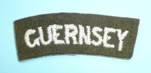 WW2 Guernsey, Channel Islands Embroidered White on Khaki Felt Cloth …