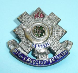 Highland Light Infantry (HLI) White Metal & Enamel Sweetheart Brooch …