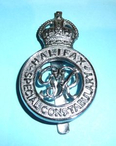Halifax (Yorkshire) Special Constable Constabulary Police Chromed Cap Badge, King's …
