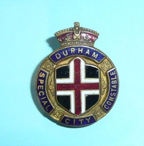 WW1 Durham City Special Constable Constabulary Police Enamel Gilt Mufti …