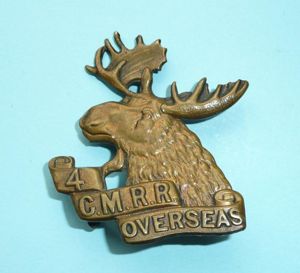 WW1 Canada - 4th Canadian Mounted Rifles (CMRR) Gilding Metal …