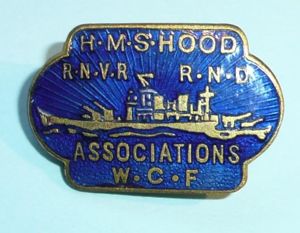 Royal Navy HMS Hood - RNVR RND Association WCF Enamel …