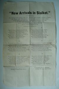 Printed Poem to commemorate the arrival of the 2nd Battalion …