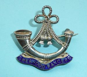 Sherwood Rangers Yeomanry (SRY) (Nottinghamshire) Sterling Silver and Enamel Sweetheart …