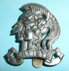 WW2 Artist Rifles (Rifle Brigade) White Metal Cap Badge