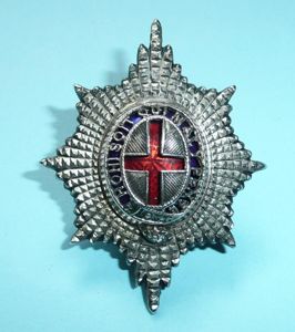 Coldstream Guards Officer's Large Hallmarked Silver with Enamel Cap Star