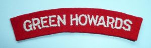 Green Howards (Yorkshire Regiment ) Woven White on Red Cloth …