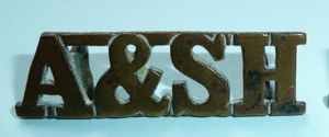 Argyll & Sutherland Highlanders A&SH Brass Shoulder Title - Hexagonal …