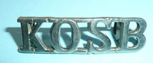 KOSB Kings Own Scottish Borderers White Metal Shoulder Title