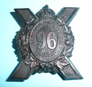 WW1 Canada - 96th (Saskatchewan Highlanders) CEF Canadian Expeditionary Force …