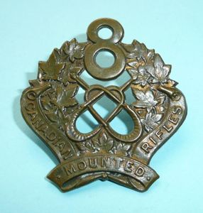 WW1 Canada - 8th Canadian Mounted Rifles Bronze Cap Badge