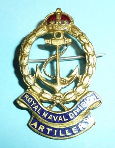 WW1 Royal Naval Division RND Artillery Sweetheart Brooch Pin Badge