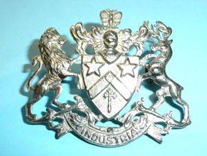 Scottish Fettes College OTC Edinburgh Scotland White Metal Cap Badge