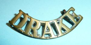WW1 RND Royal Naval Division Drake Battalion Brass Shoulder Title