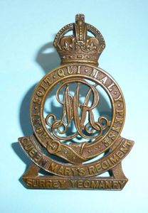 The Surrey Yeomanry (Lancers) (Queen Mary's Regiment) Brass Other Ranks …
