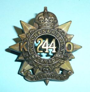 WW1 Canada - 244th Battalion (Montreal Kitchener's Own) Canadian Expeditionary …
