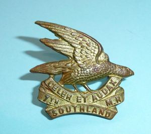 WW1 New Zealand - 7th (Southland) Mounted Rifles Brass Cap …