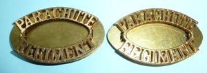 Parachute Regiment Matching Pair of Brass Shoulder Titles on Backing …
