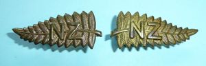 WW2 New Zealand Temporary Staff Officers Fern Leave Collar Badges, …