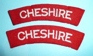 WW2 Cheshire Regiment Matched Pair of Woven White on Red …