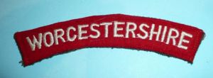 Worcestershire Regiment Woven White on Red Cloth Shoulder Title - …