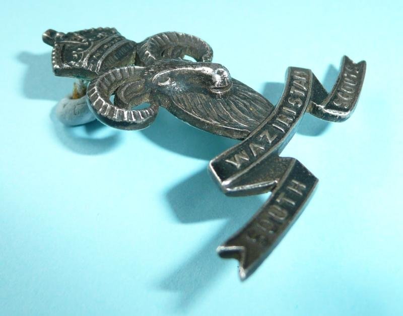 Indian Army - South Waziristan Scouts Silver Cap Badge - Maker Marked Barton — image 2