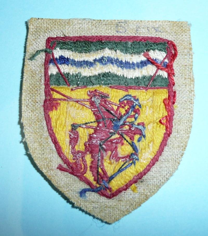 B Company, 7th Battalion (TA) Middlesex Regiment Borough of Enfield Cloth Embroidered Regimental Flash Designation Formation Sign Arm Badge — image 2