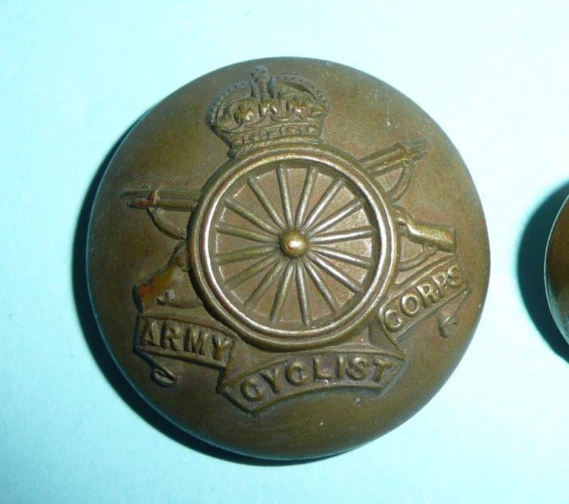 WW1 Army Cyclists Corps Other Rank's Pair of Brass Buttons — image 2