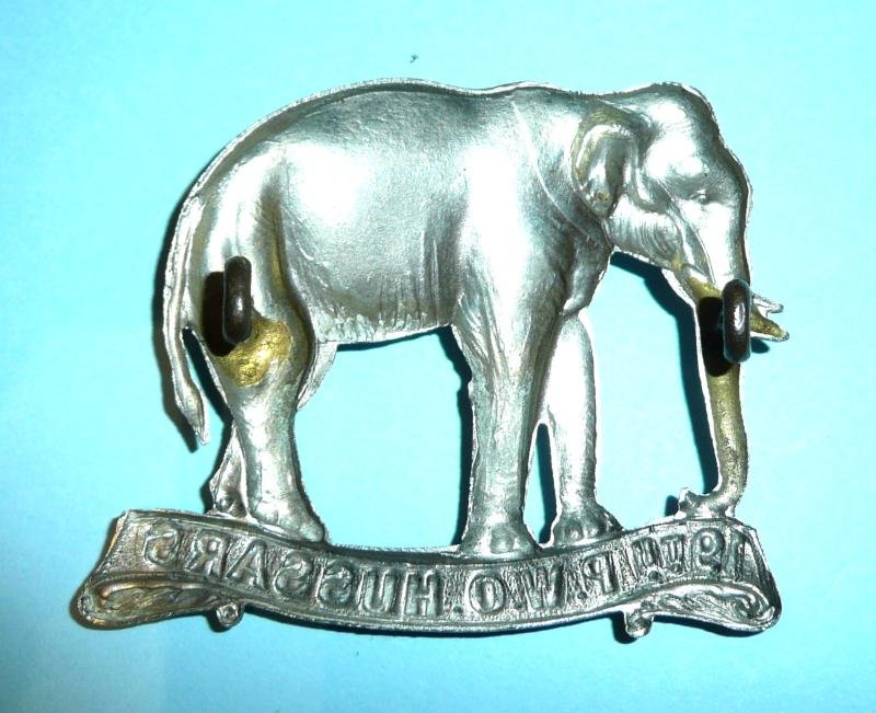Victorian 19th PWO Hussars Single Scroll Elephant Other Ranks Cap Badge — image 2