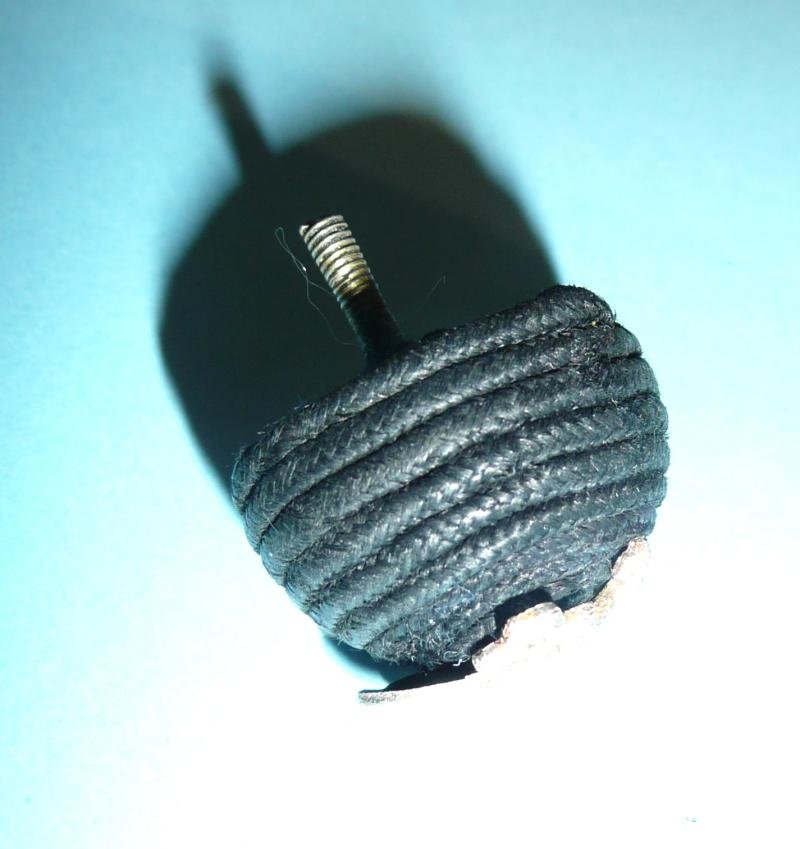 Rifle Brigade Boss Badge - Silver Plated Bugle on a small Black Cord Boss — image 3