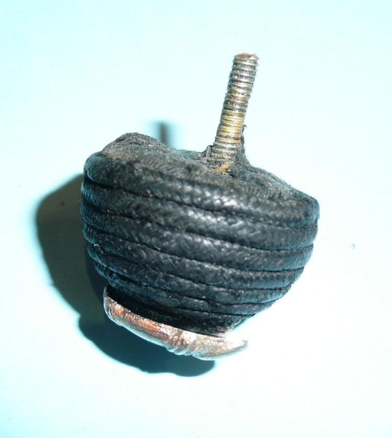 Rifle Brigade Boss Badge - Silver Plated Bugle on a small Black Cord Boss — image 4