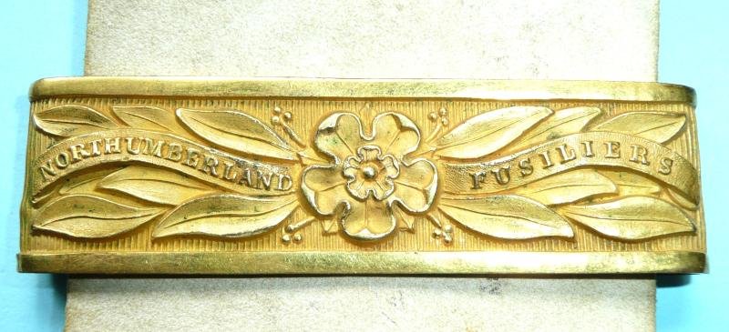 Northumberland Fusiliers Colour Belt Fire Gilt Ornaments On original White Leather Belt End — image 3