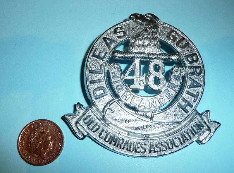48th Canadian Highlanders Chromed White Metal Old Comrades Association (OCA) Glengarry Badge — image 2