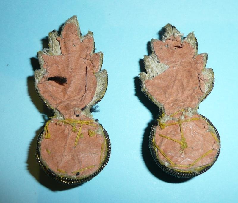 Matched Pair of Royal Artillery Officer's Gold Bullion Thread Grenade Collar Badges — image 3