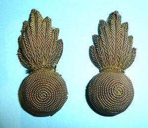 Matched Pair of Royal Artillery Officer's Gold Bullion Thread Grenade …