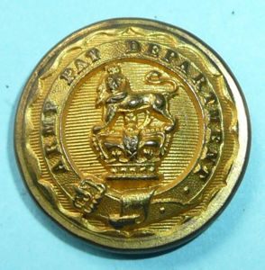 Victorian Army Pay Department Button Officer's Medium Pattern Fire Gilt …