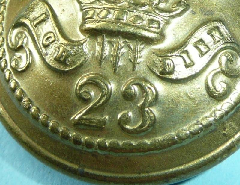 23rd Regiment of Foot (Royal Welsh / Welch Fusiliers) Other Ranks Large Pattern Brass Button — image 2