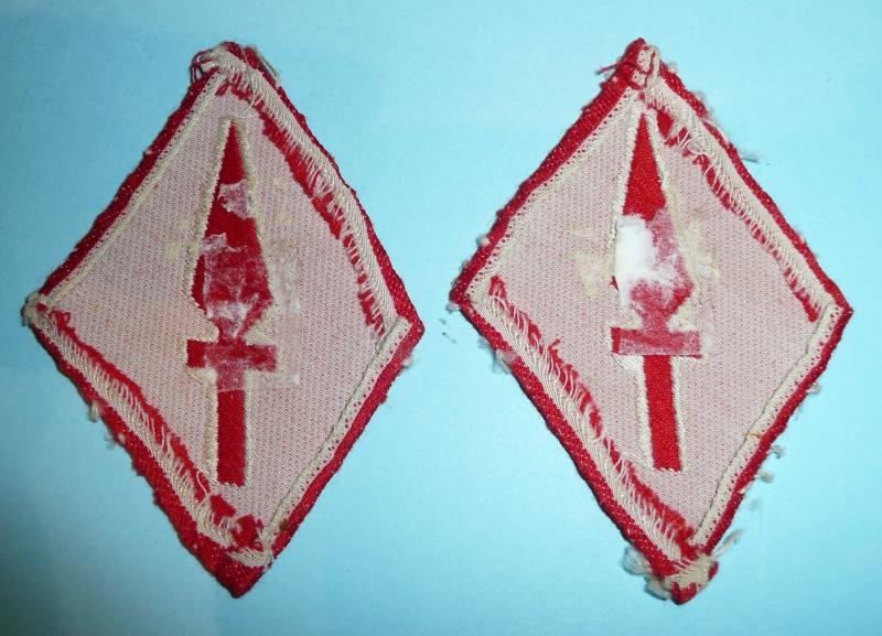 WW2 1st Corps Matched Pair of Woven Silk Cloth Formation Signs Cloth Flashes Patches Arm Designation Badges — image 2