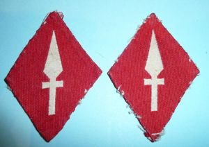WW2 1st Corps Matched Pair of Woven Silk Cloth Formation …