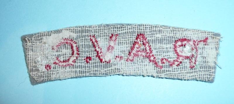 RAVC Royal Army Veterinary Corps Embroidered Red on Light Grey Felt Cloth Shoulder Title — image 2