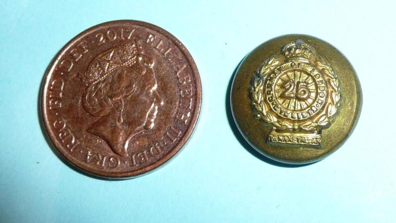 25th County of London Cyclist Battalion Officer's Cap / Mess Dress Pattern Brass Button — image 2