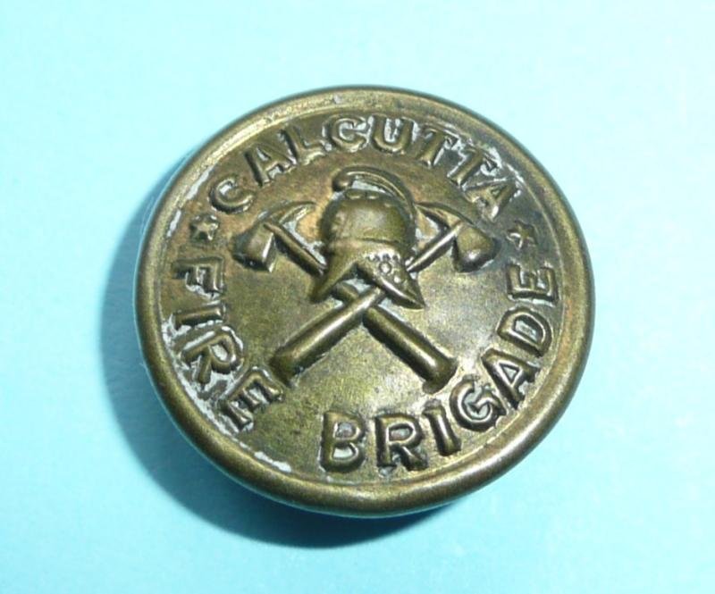 British India - Calcutta Fire Brigade Helmet Badge and Button — image 4