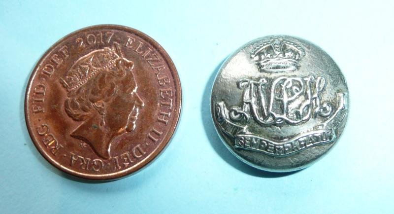 Assam Valley Light Horse AVLH Officer's Silver Plated Medium Pattern Button, King's Crown — image 2